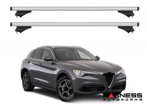 Alfa Romeo Stelvio Roof Rack Cross Bars - for models w/ factory roof rails - Silver